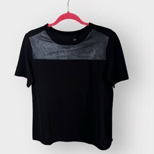 Lucca Couture top with faux leather accent